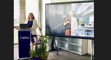 Dr. Kathleen Crispi, Director of Innovation for Trouw Nutrition North America presenting at the grand opening of the Nutreco Garden of the Future in Thurgau, Switzerland.